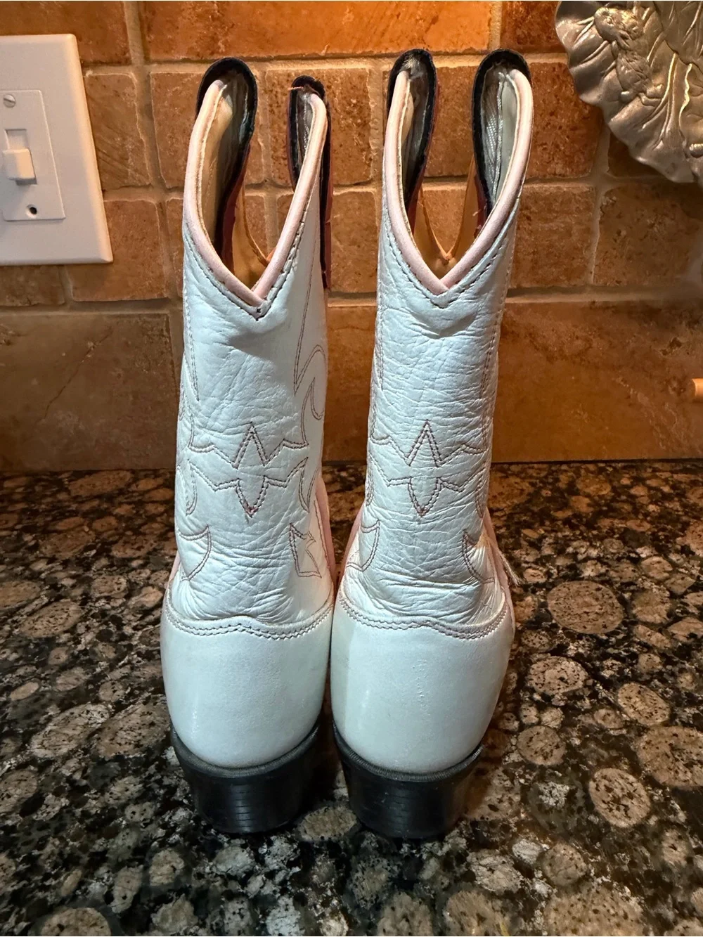 Old West White and Pink Kids' Cowboy Boots